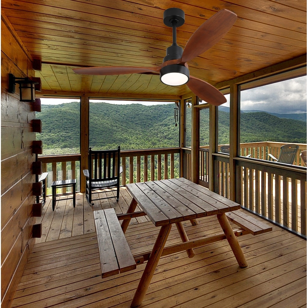 Ventilatore da soffitto a LED integrato da 48 e 52 pollici con luce e telecomando, motore DC reversibile