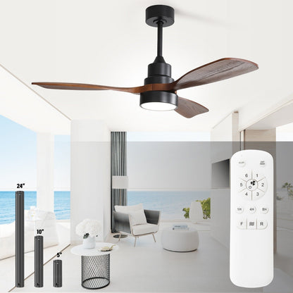 Ventilatore da soffitto a LED integrato da 48 e 52 pollici con luce e telecomando, motore DC reversibile