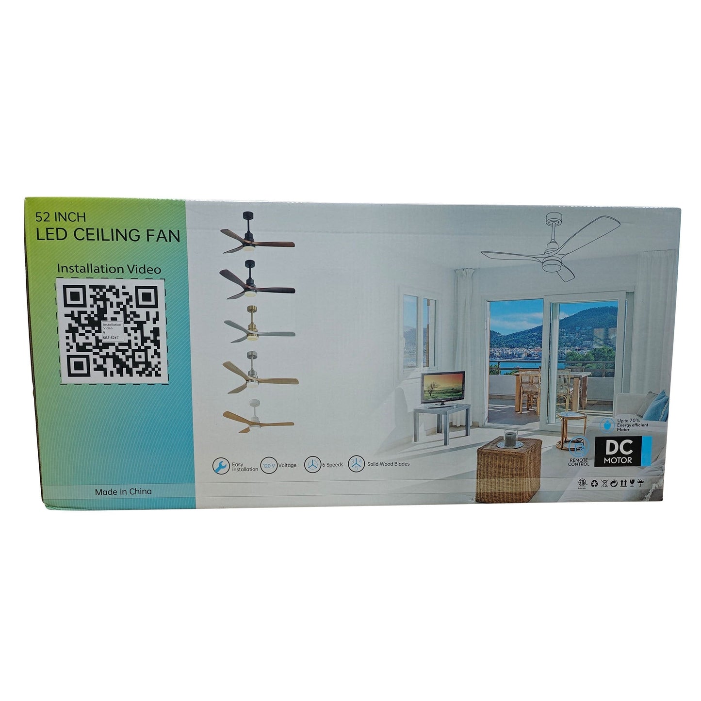 Ventilatore da soffitto a LED integrato da 48 e 52 pollici con luce e telecomando, motore DC reversibile