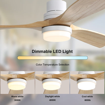 Ventilatore da soffitto a LED integrato da 48 e 52 pollici con luce e telecomando, motore DC reversibile