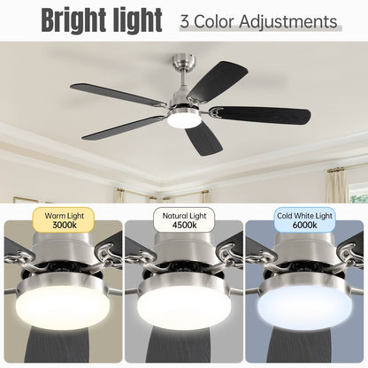 Ventilatore da soffitto a LED integrato da 48 e 52 pollici con luce e telecomando, motore DC reversibile
