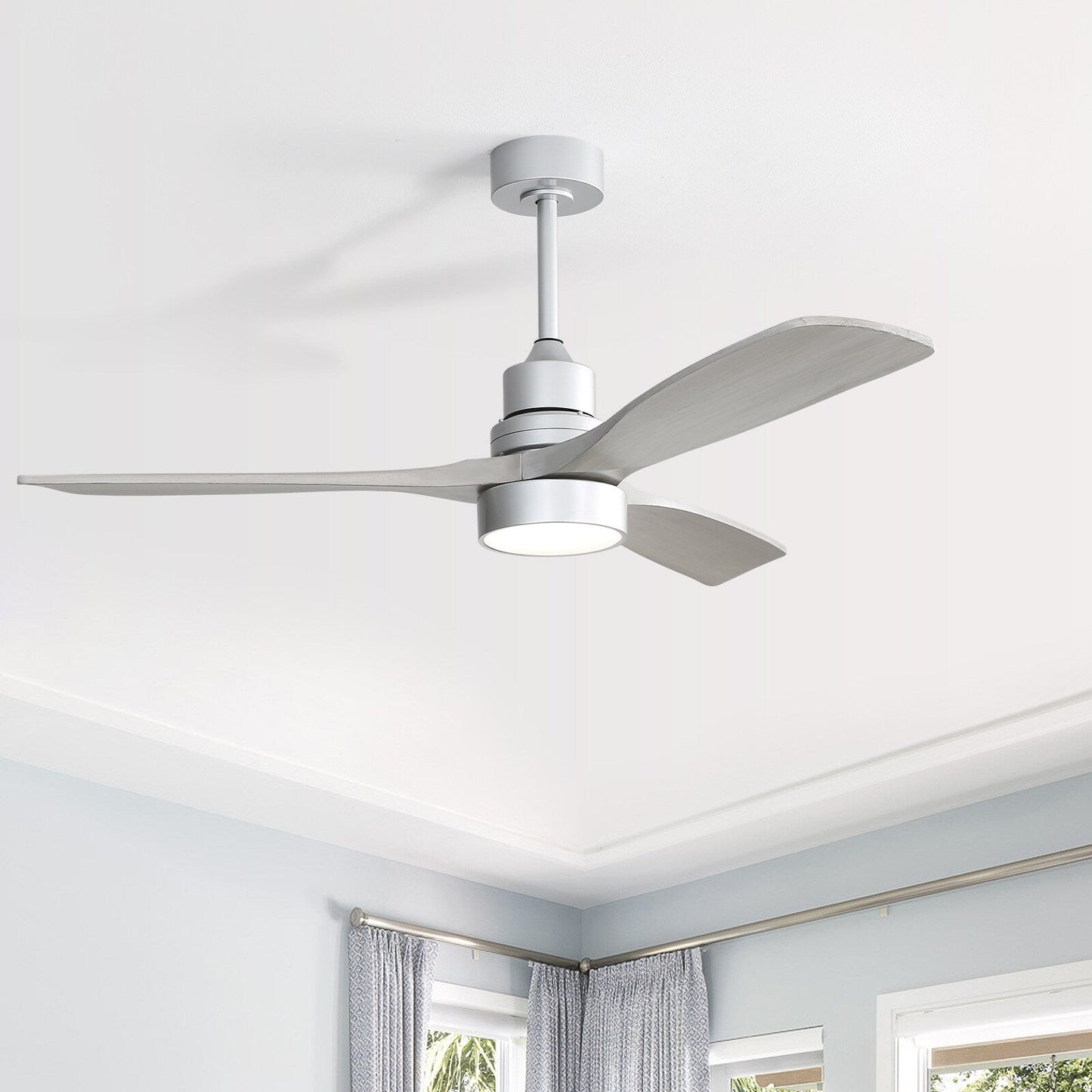 Ventilatore da soffitto a LED integrato da 48 e 52 pollici con luce e telecomando, motore DC reversibile