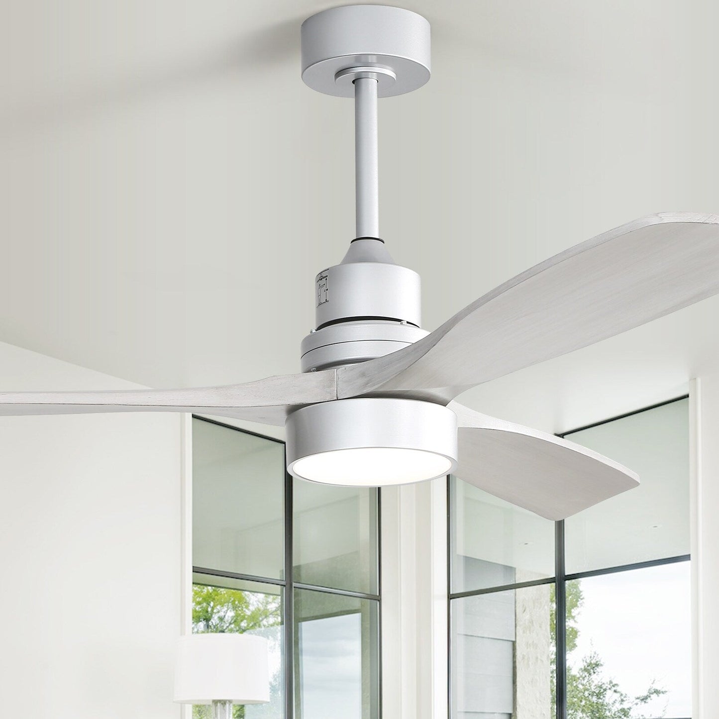 Ventilatore da soffitto a LED integrato da 48 e 52 pollici con luce e telecomando, motore DC reversibile