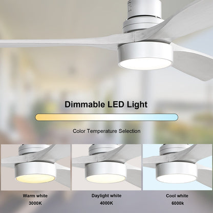 Ventilatore da soffitto a LED integrato da 48 e 52 pollici con luce e telecomando, motore DC reversibile