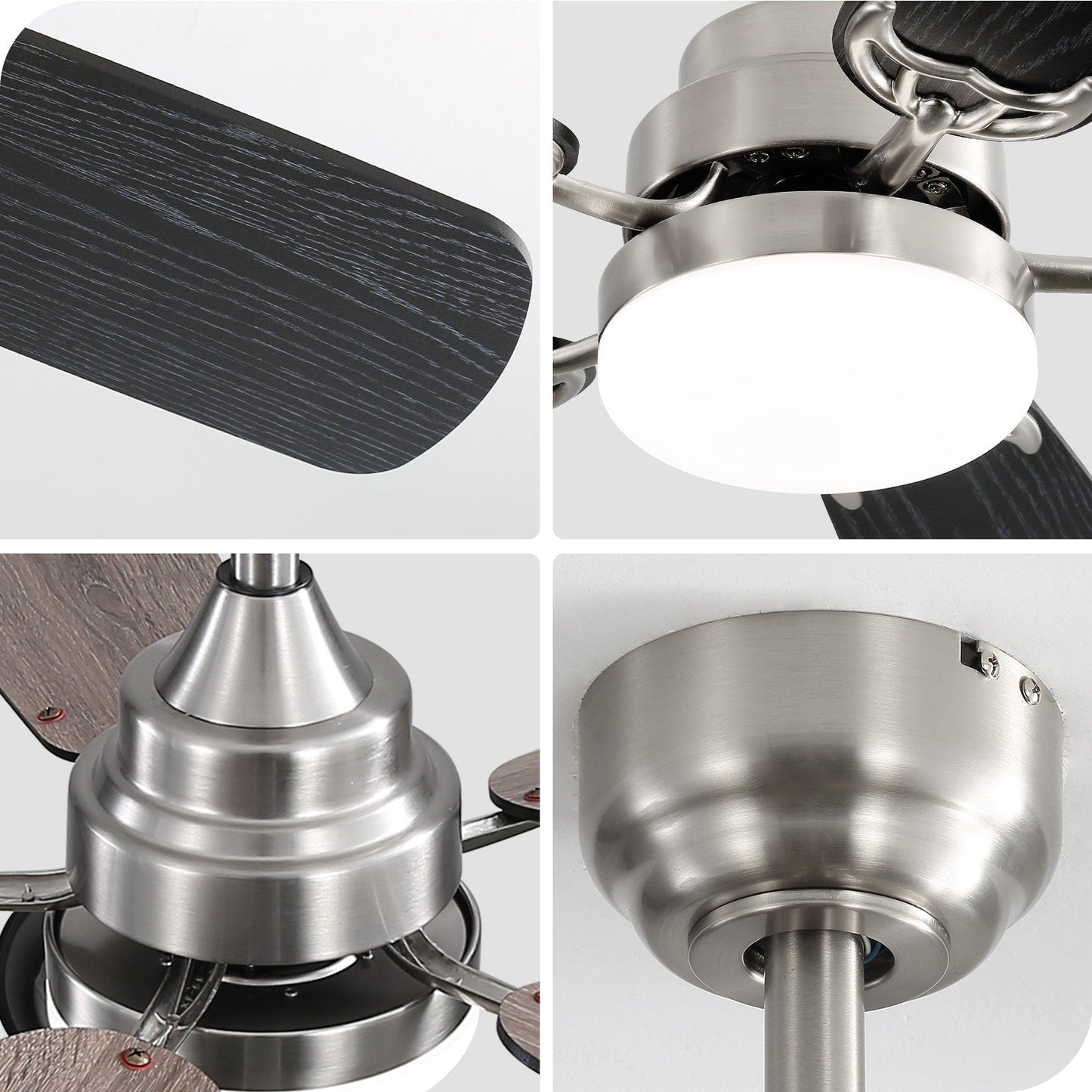 Ventilatore da soffitto a LED integrato da 48 e 52 pollici con luce e telecomando, motore DC reversibile