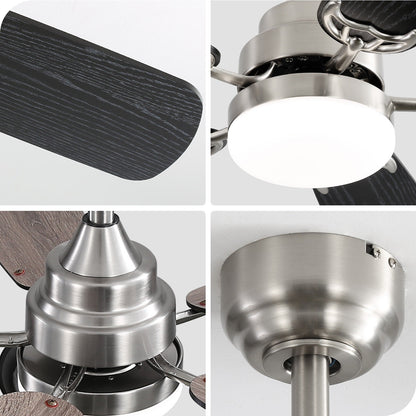 Ventilatore da soffitto a LED integrato da 48 e 52 pollici con luce e telecomando, motore DC reversibile