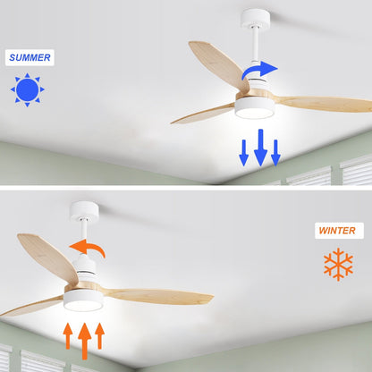 Ventilatore da soffitto a LED integrato da 48 e 52 pollici con luce e telecomando, motore DC reversibile