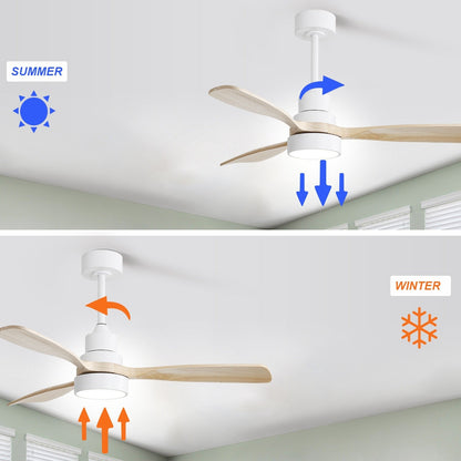 Ventilatore da soffitto a LED integrato da 48 e 52 pollici con luce e telecomando, motore DC reversibile
