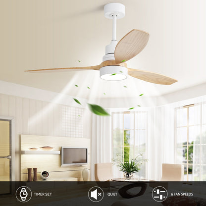 Ventilatore da soffitto a LED integrato da 48 e 52 pollici con luce e telecomando, motore DC reversibile