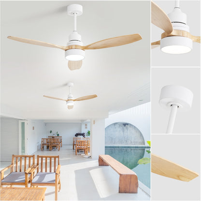 Ventilatore da soffitto a LED integrato da 48 e 52 pollici con luce e telecomando, motore DC reversibile