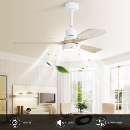 Ventilatore da soffitto a LED integrato da 48 e 52 pollici con luce e telecomando, motore DC reversibile