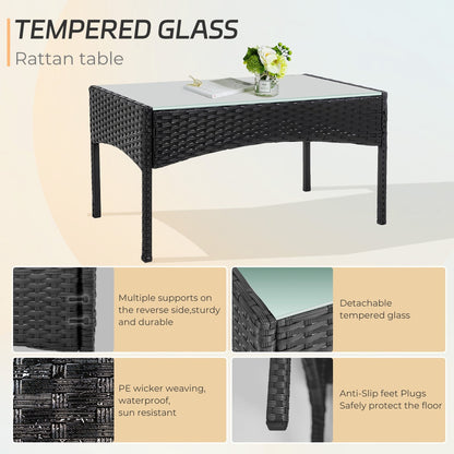 Set di mobili da giardino in vimite da 4 pezzi, set di divani componibili in rattan da esterno con cuscini.