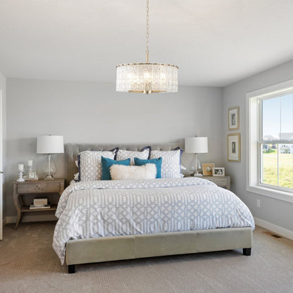 Lampada a sospensione a forma di tamburo rotonda moderna a 5 luci, lampada a soffitto semi-a incasso classica, lampada a sospensione per isola cucina e sala da pranzo