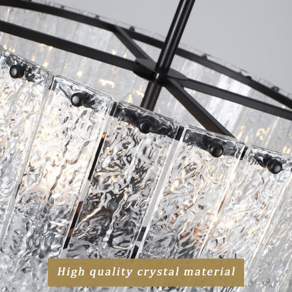 Lampada a sospensione a forma di tamburo rotonda moderna a 5 luci, lampada a soffitto semi-a incasso classica, lampada a sospensione per isola cucina e sala da pranzo