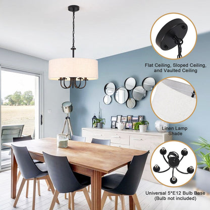 Lampada a soffitto moderna a 5 luci a semi-soffitto per sala da pranzo, camere da letto, soggiorno - N/A