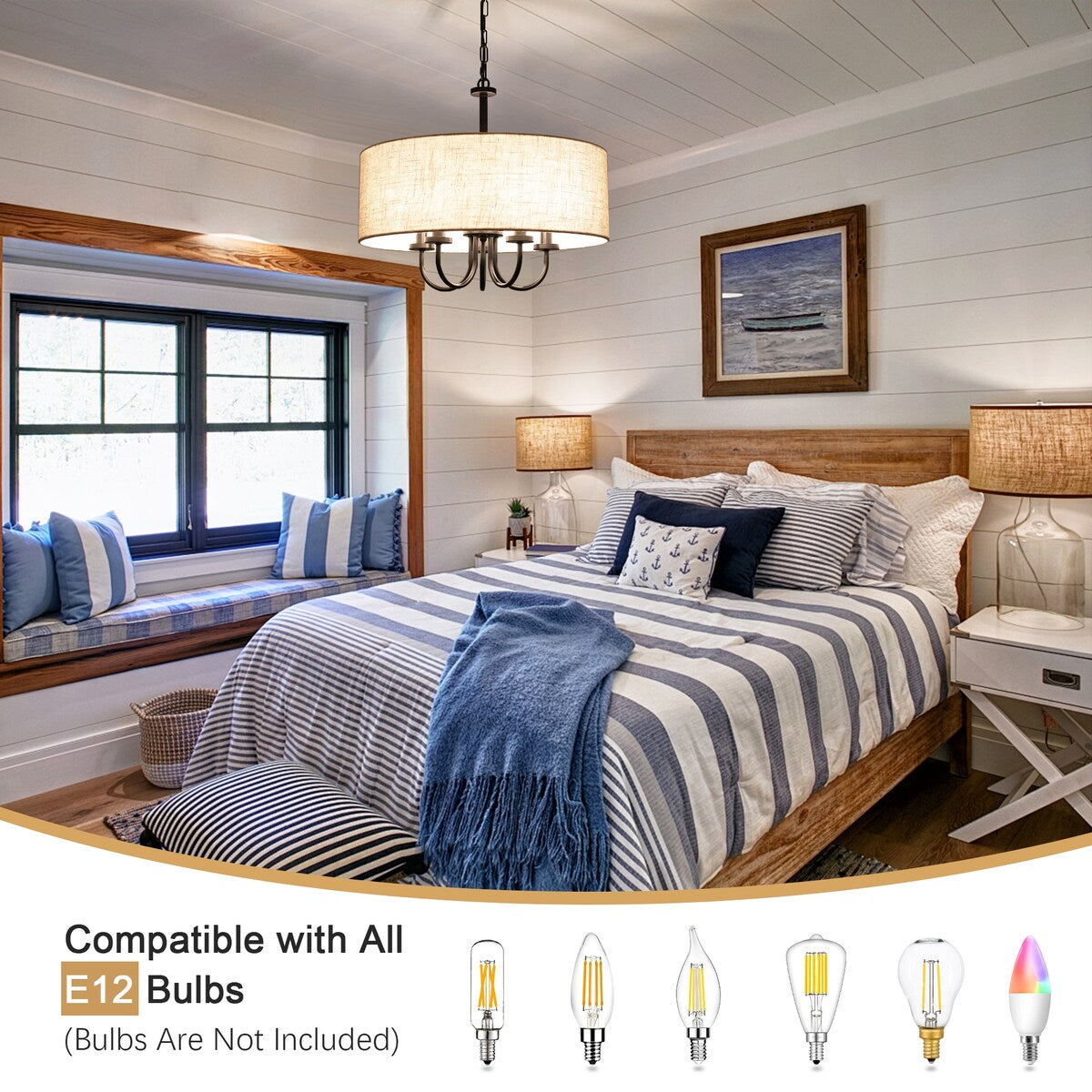 Lampada a soffitto moderna a 5 luci a semi-soffitto per sala da pranzo, camere da letto, soggiorno - N/A