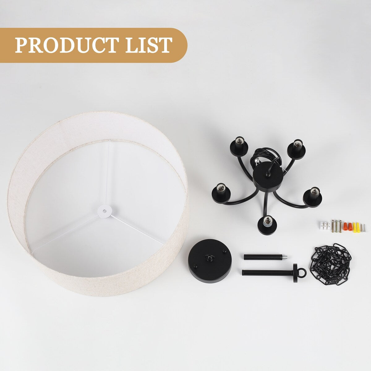 Lampada a soffitto moderna a 5 luci a semi-soffitto per sala da pranzo, camere da letto, soggiorno - N/A