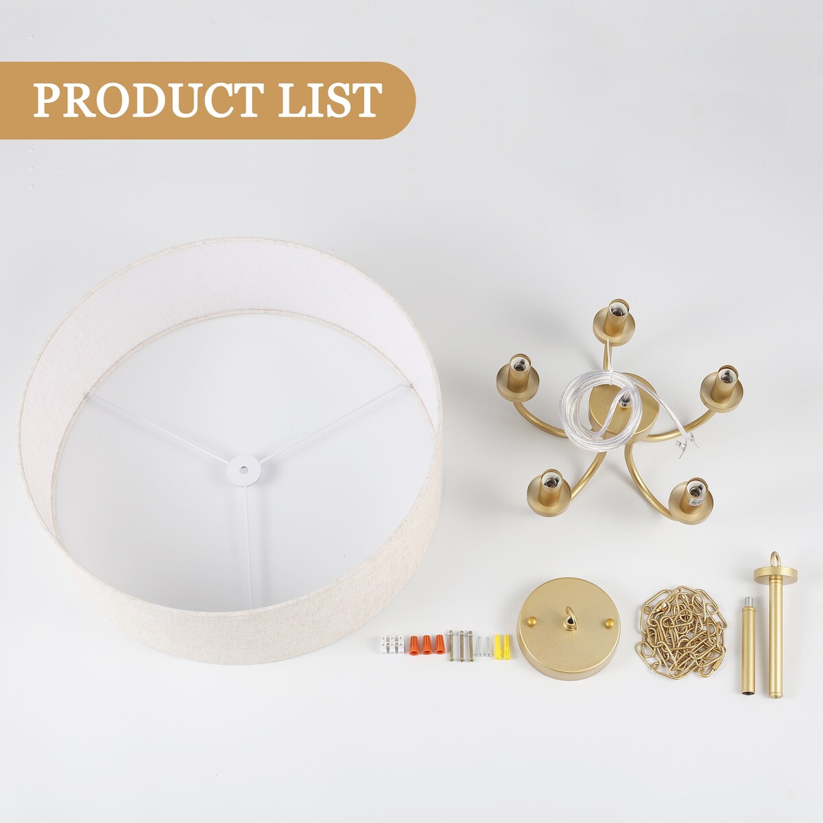 Lampada a soffitto moderna a 5 luci a semi-soffitto per sala da pranzo, camere da letto, soggiorno - N/A