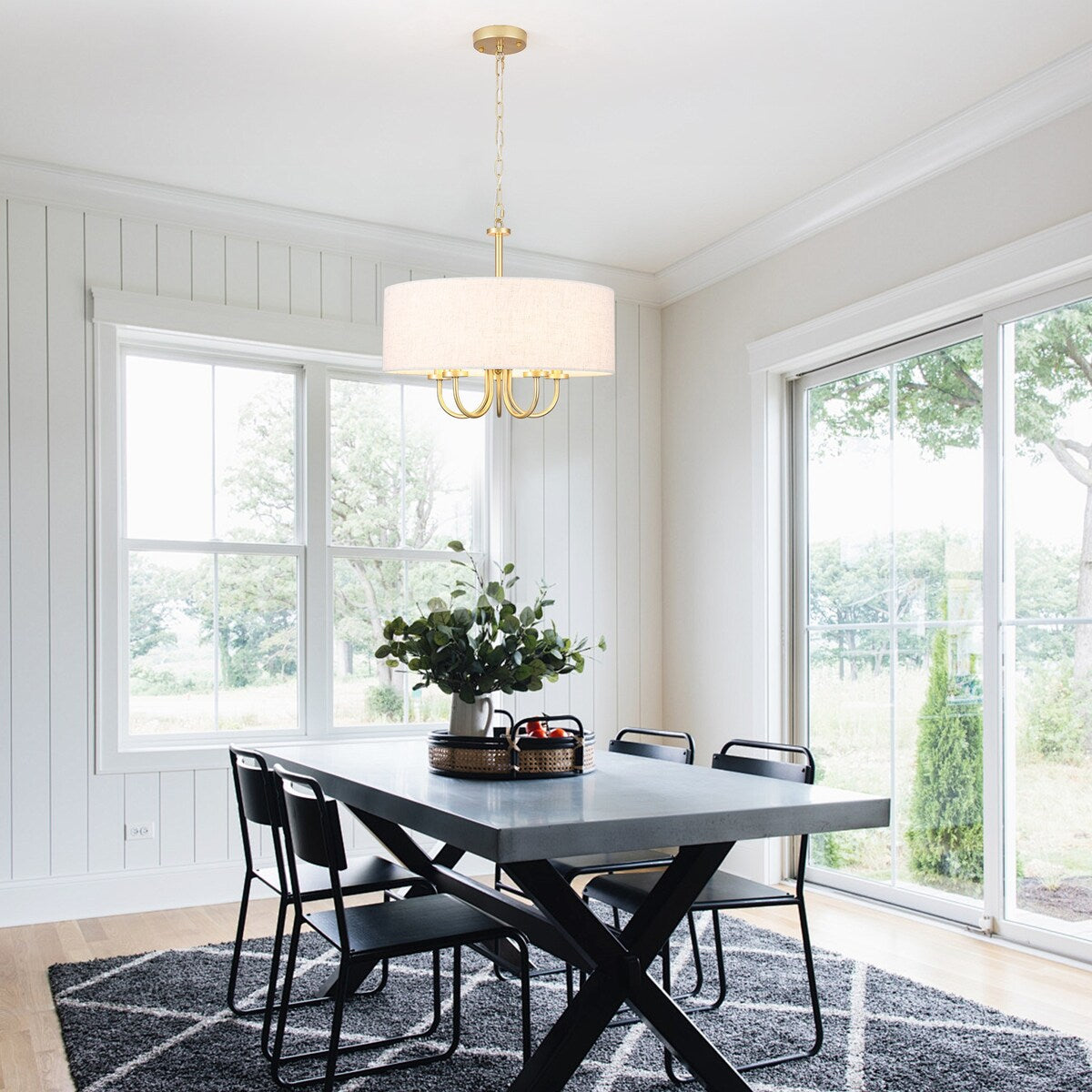 Lampada a soffitto moderna a 5 luci a semi-soffitto per sala da pranzo, camere da letto, soggiorno - N/A