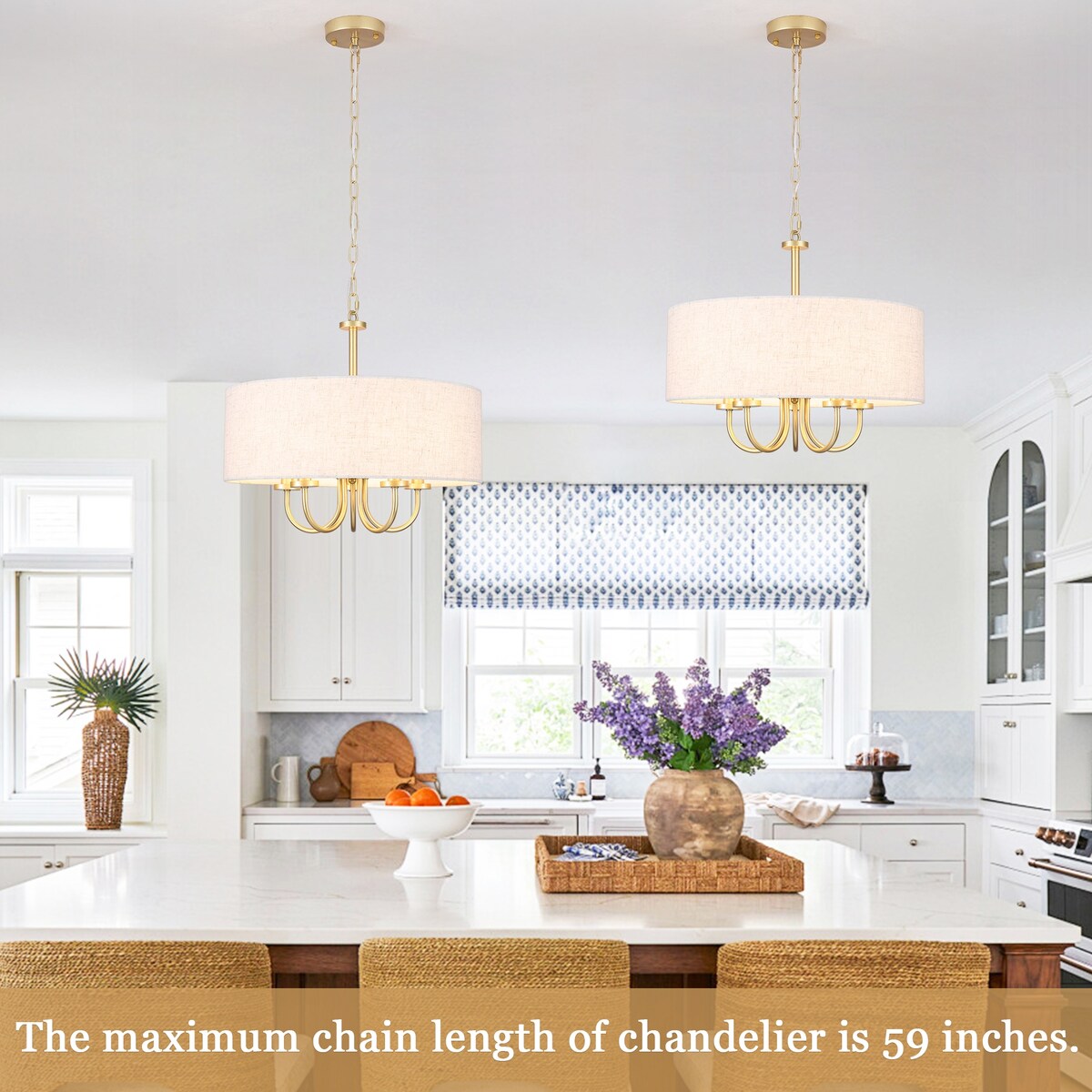 Lampada a soffitto moderna a 5 luci a semi-soffitto per sala da pranzo, camere da letto, soggiorno - N/A