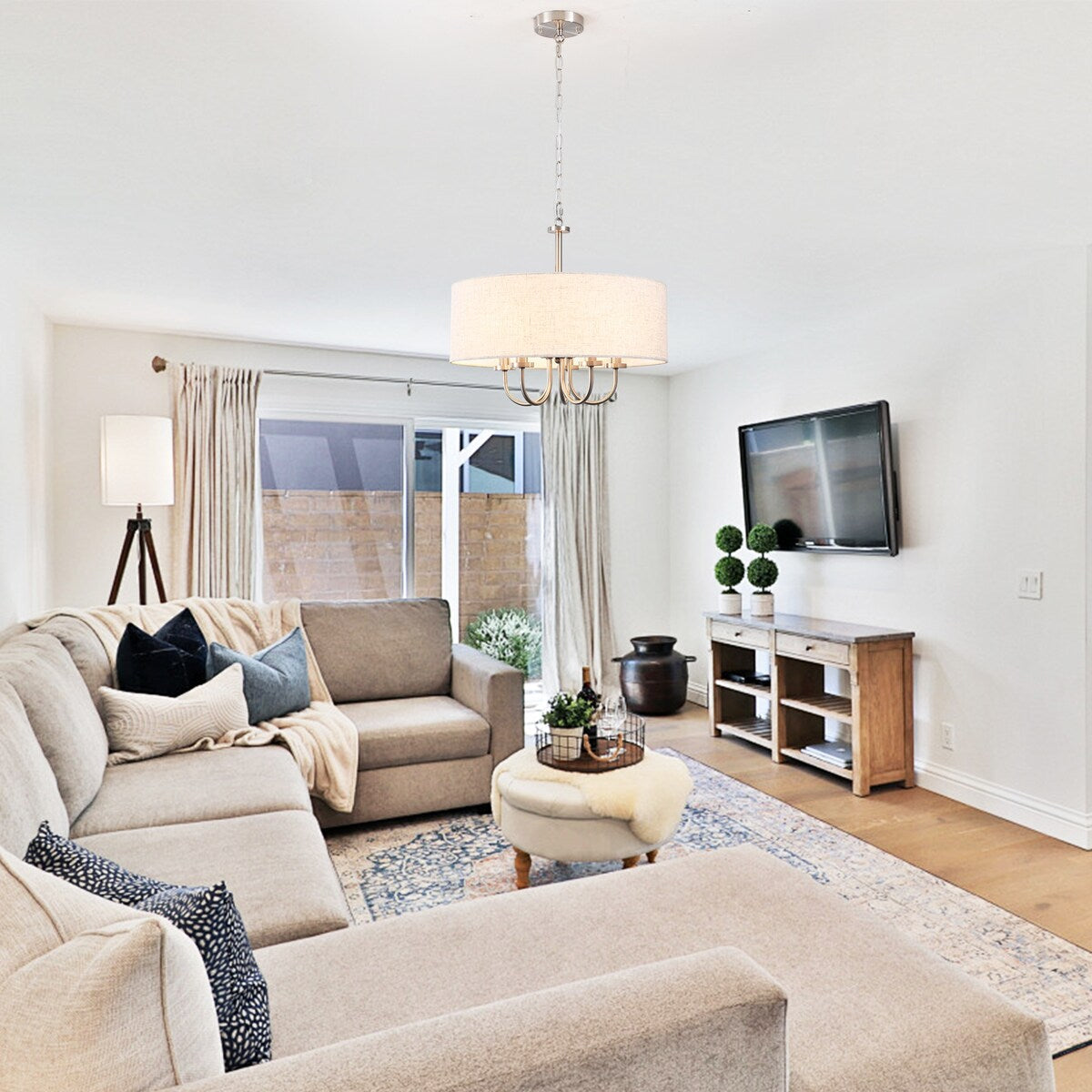 Lampada a soffitto moderna a 5 luci a semi-soffitto per sala da pranzo, camere da letto, soggiorno - N/A