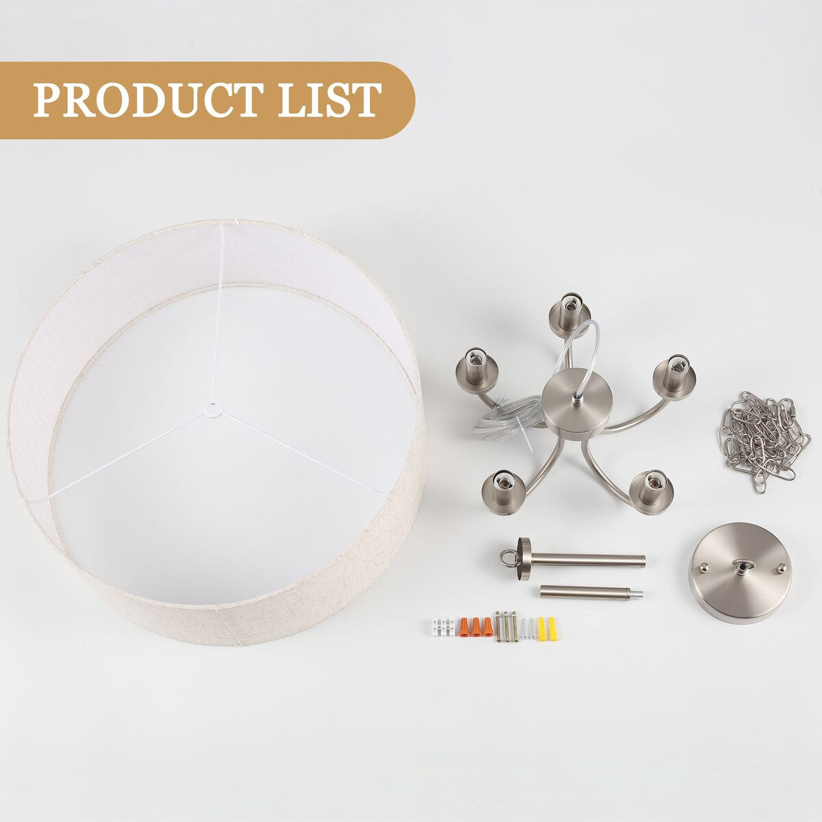 Lampada a soffitto moderna a 5 luci a semi-soffitto per sala da pranzo, camere da letto, soggiorno - N/A