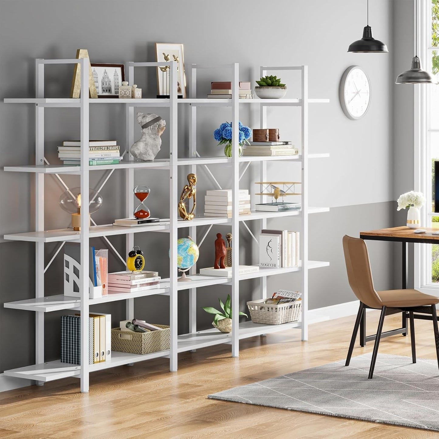 Scaffale a 5 ripiani, libreria in stile industriale vintage