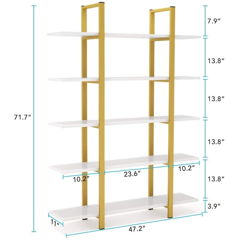Scaffale a 5 ripiani, libreria in stile industriale vintage