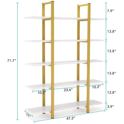 Scaffale a 5 ripiani, libreria in stile industriale vintage