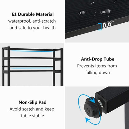 Ripiano portaoggetti da cucina a 5 livelli, supporto per forno a microonde, mobiletto da cucina industriale con ripiano.