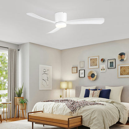 Ventilatore da soffitto a LED a soffitto a scomparsa da 52 pollici, nero/bianco, con luci e telecomando (3 pale)