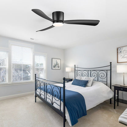 Ventilatore da soffitto a LED a soffitto a scomparsa da 52 pollici, nero/bianco, con luci e telecomando (3 pale)