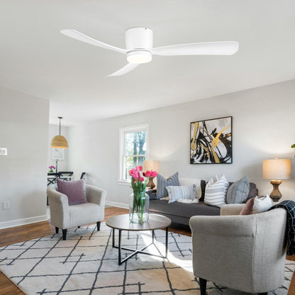 Ventilatore da soffitto a LED a soffitto a scomparsa da 52 pollici, nero/bianco, con luci e telecomando (3 pale)