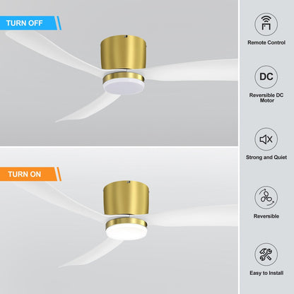 Ventilatore da soffitto a LED a soffitto a scomparsa da 52 pollici, nero/bianco, con luci e telecomando (3 pale)
