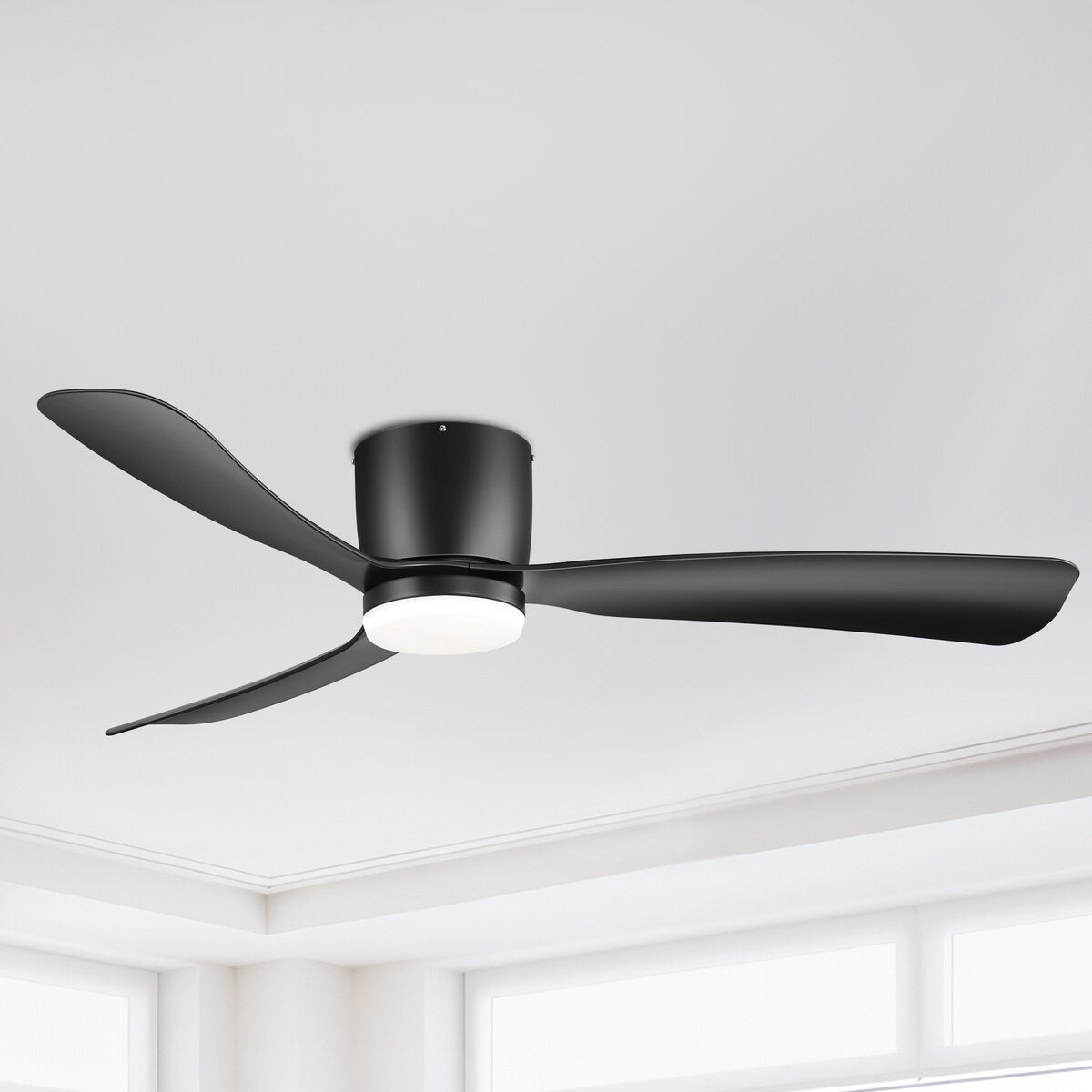 Ventilatore da soffitto a LED a soffitto a scomparsa da 52 pollici, nero/bianco, con luci e telecomando (3 pale)