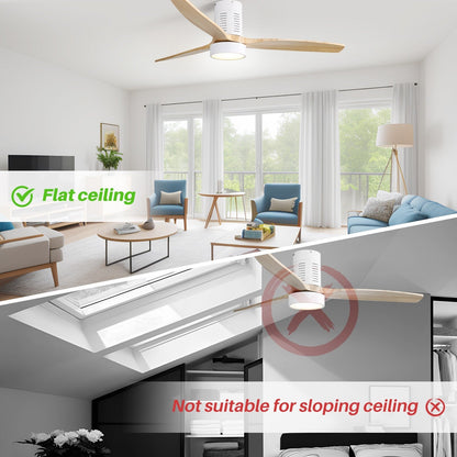 Ventilatore da soffitto a soffitto a scomparsa da 52 pollici in stile farmhouse con luce e telecomando, motore DC reversibile.