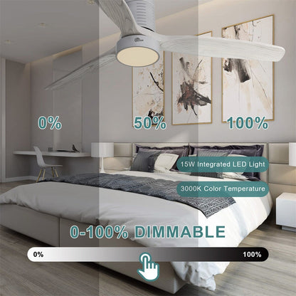Ventilatore da soffitto a soffitto a scomparsa da 52 pollici in stile farmhouse con luce e telecomando, motore DC reversibile.