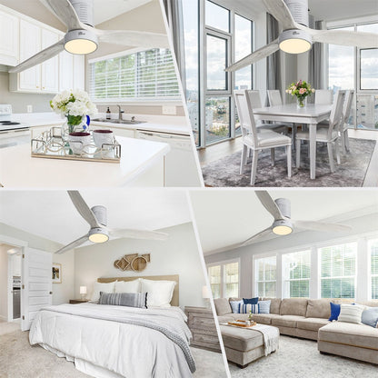 Ventilatore da soffitto a soffitto a scomparsa da 52 pollici in stile farmhouse con luce e telecomando, motore DC reversibile.