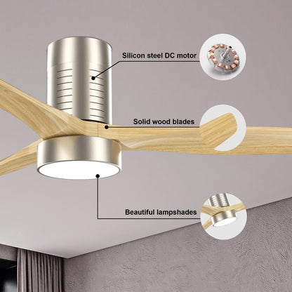 Ventilatore da soffitto a soffitto a scomparsa da 52 pollici in stile farmhouse con luce e telecomando, motore DC reversibile.
