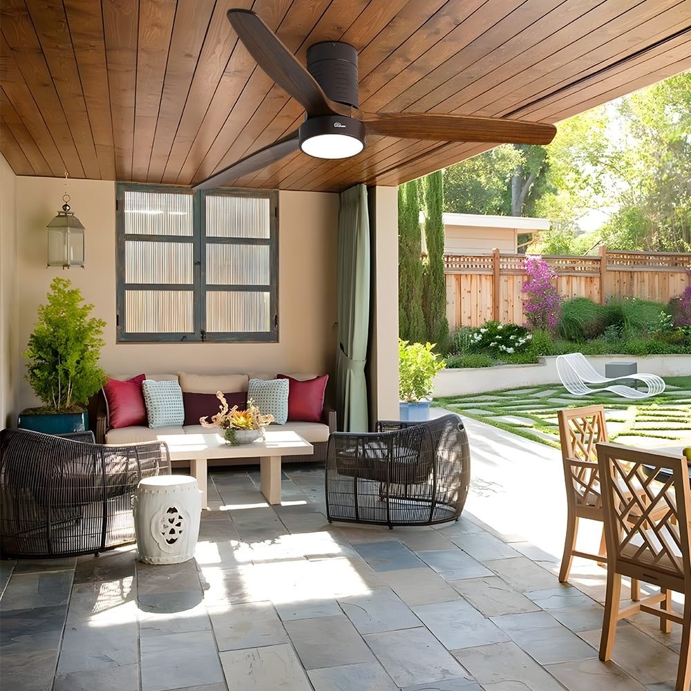 Ventilatore da soffitto a soffitto a scomparsa da 52 pollici in stile farmhouse con luce e telecomando, motore DC reversibile.