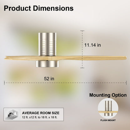 Ventilatore da soffitto a soffitto a scomparsa da 52 pollici in stile farmhouse con luce e telecomando, motore DC reversibile.