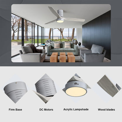 Ventilatore da soffitto a soffitto a scomparsa da 52 pollici in stile farmhouse con luce e telecomando, motore DC reversibile.