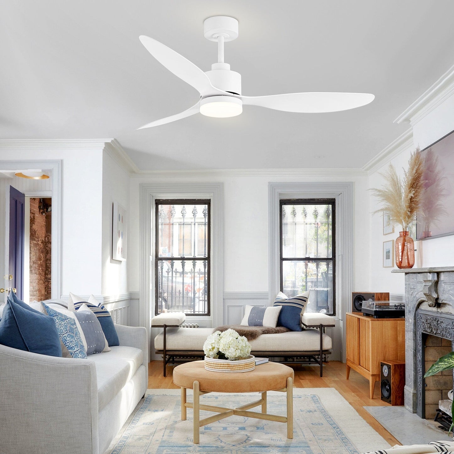 Ventilatore da soffitto a LED da 52 pollici con luci e telecomando (3 pale)