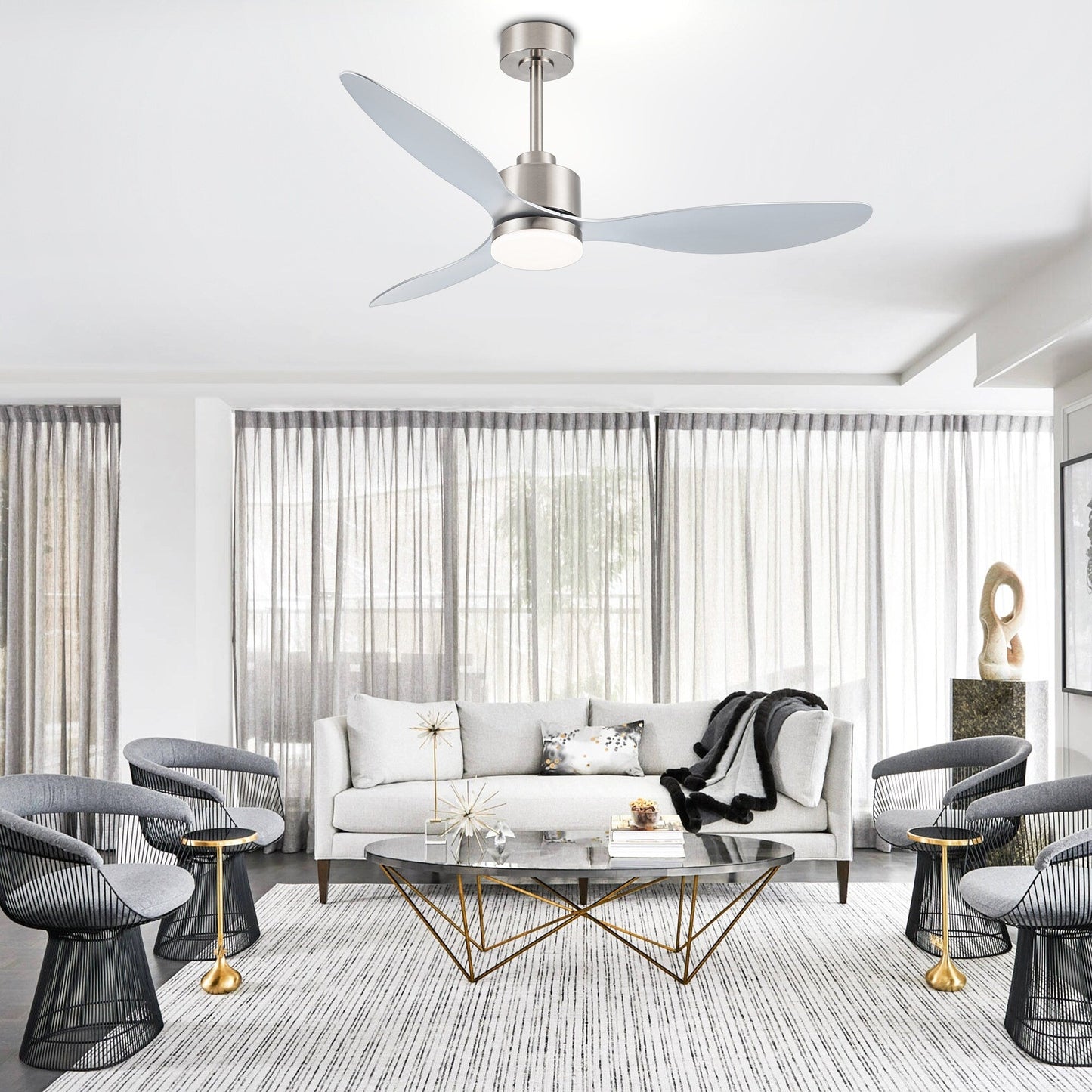 Ventilatore da soffitto a LED da 52 pollici con luci e telecomando (3 pale)