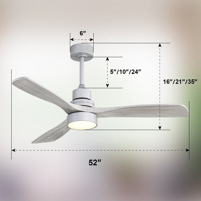 Sofucor Ventilatore da soffitto interno in legno da 52 pollici con luce e telecomando, luce integrata opzionale