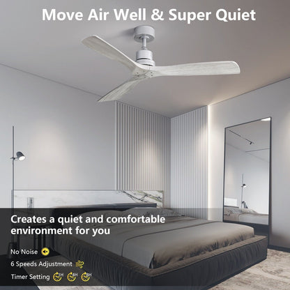 Sofucor Ventilatore da soffitto interno in legno da 52 pollici con luce e telecomando, luce integrata opzionale