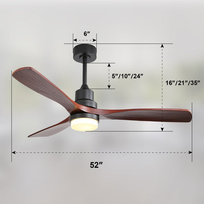 Sofucor Ventilatore da soffitto interno in legno da 52 pollici con luce e telecomando, luce integrata opzionale