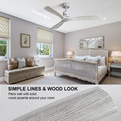 Sofucor Ventilatore da soffitto interno in legno da 52 pollici con luce e telecomando, luce integrata opzionale