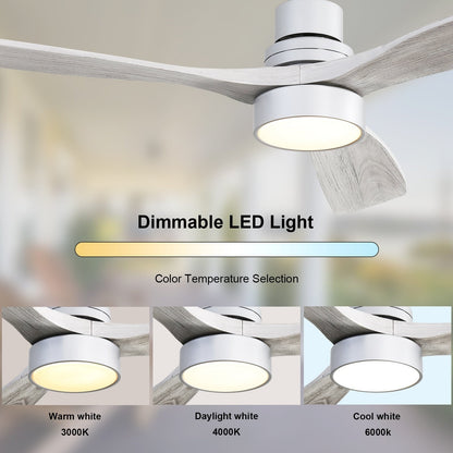 Sofucor Ventilatore da soffitto interno in legno da 52 pollici con luce e telecomando, luce integrata opzionale