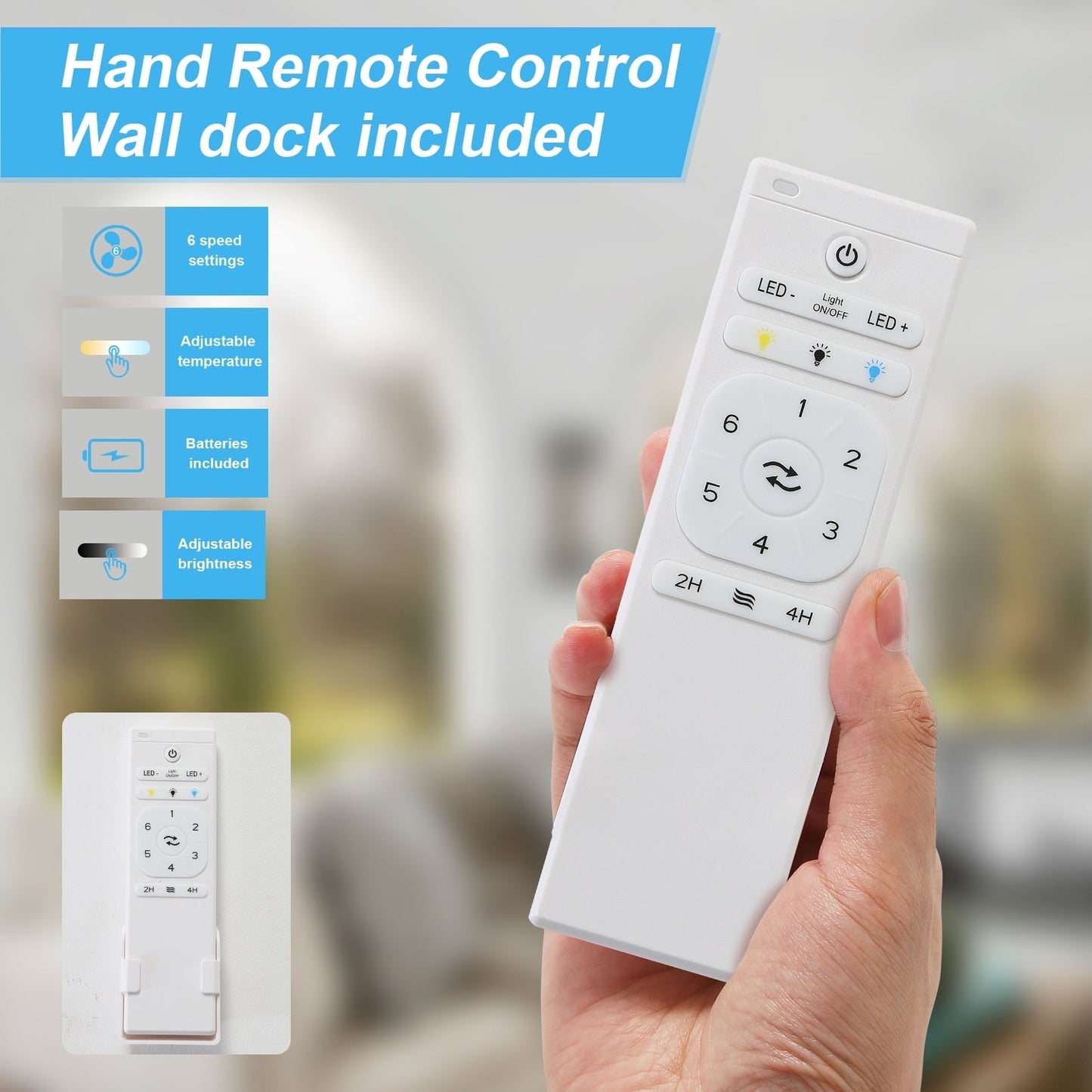 Sofucor Ventilatore da soffitto interno in legno da 52 pollici con luce e telecomando, luce integrata opzionale